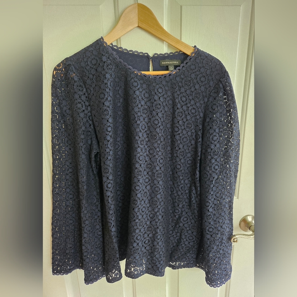 Banana Republic Navy Lace Top